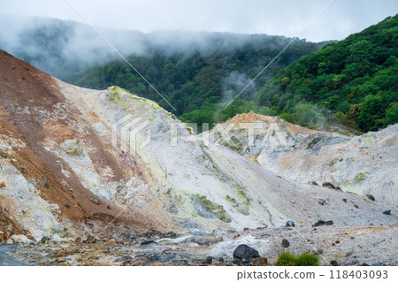 伴隨著火山煙霧的地獄谷 伴隨著火山煙霧的地獄谷 118403093