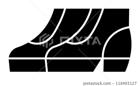 Black silhouette of high-heeled boots with sleek lines. Ideal for fashion, branding, design, advertisements, shoe stores, and style guides. Modern, minimalistic, sleek. Black silhouette of high-heeled boots with sleek lines. Ideal for fashion, branding, design, advertisements, shoe stores, and style guides. Modern, minimalistic, sleek. 118403127