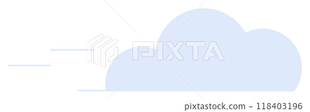 A minimal light blue cloud with two horizontal lines suggesting wind on the left side. The background is white. Themes weather, simplicity, vector art, nature, sky. A minimal light blue cloud with two horizontal lines suggesting wind on the left side. The background is white. Themes weather, simplicity, vector art, nature, sky. 118403196