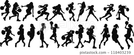 Illustration of a woman playing basketball 118403239