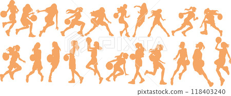Illustration of a woman playing basketball 118403240