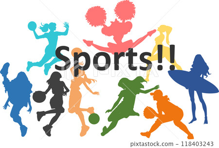 Illustration of women playing sports 118403243