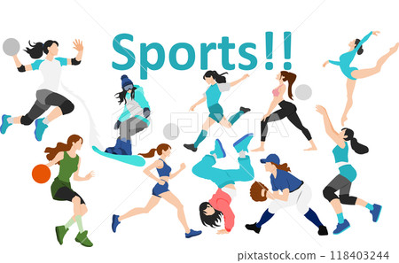 Illustration of women playing sports Illustration of women playing sports 118403244