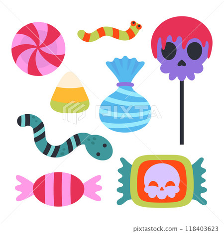 halloween set with candies halloween set with candies 118403623
