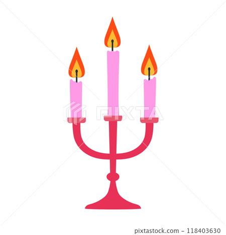 candles in candlestick, flat style 118403630