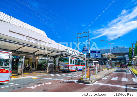 Yokohama cityscape in Japan: September - Extreme heat continues... View of Azamino Station and other areas 118403985
