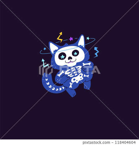 Vector illustration of a space cat on a black background for stickers. Vector illustration of a space cat on a black background for stickers. 118404604