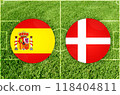 Spain vs Denmark football match 118404811