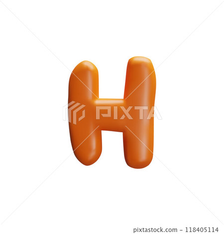 Vector 3D illustration of the English plastic letter H in orange. 118405114