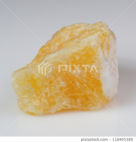 Vibrant Yellow Calcite Crystal on Reflective Surface for Mineral Collection 118405389