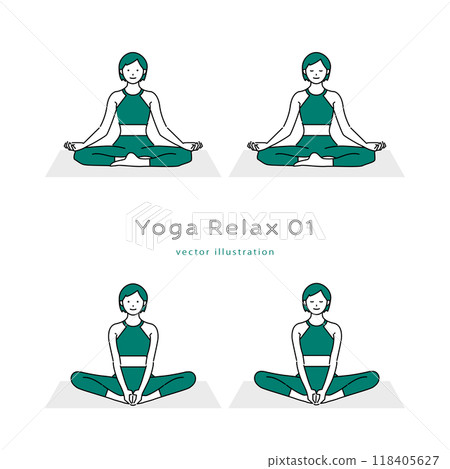 Simple line drawing of a woman doing yoga pose 01 Simple line drawing of a woman doing yoga pose 01 118405627