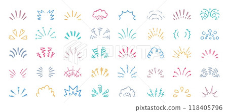 Doodle shine sunburst. Abstract retro sun rays elements with sparkle, decorative hand drawn sunburst for background design. Vector isolated set Doodle shine sunburst. Abstract retro sun rays elements with sparkle, decorative hand drawn sunburst for background design. Vector isolated set 118405796