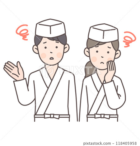 Illustration of a troubled chef's upper body 118405958