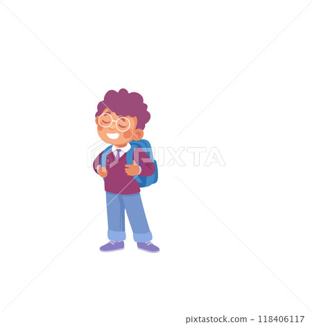 Cute Boy with Backpack Going to School Vector Illustration Cute Boy with Backpack Going to School Vector Illustration 118406117
