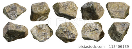 3D stone set, grey big realistic rock collection, heavy garden decorative boulder render clipart. 3D stone set, grey big realistic rock collection, heavy garden decorative boulder render clipart. 118406189