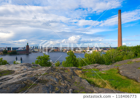 View from the hill (Skinnarviksberget) in Stockholm, Sweden 118406773