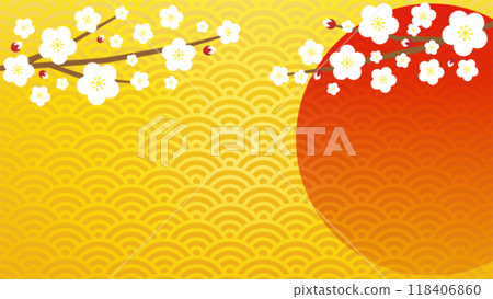 金色日本圖案背景圖像日出新年背景新年快樂 118406860