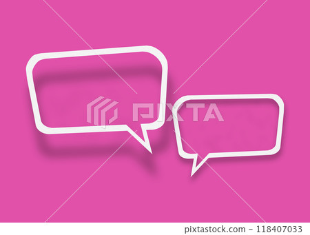 Empty transparent balloon paper speech bubble shape against pink background. Empty transparent balloon paper speech bubble shape against pink background. 118407033