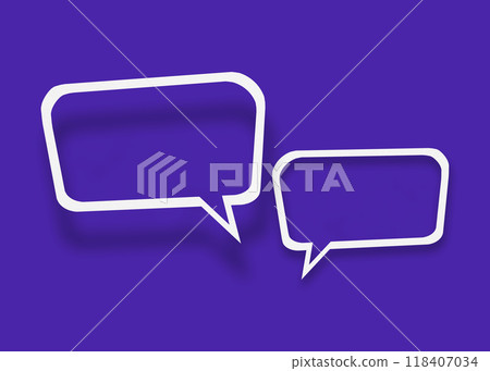 Empty transparent balloon paper speech bubble shape against blue background. Empty transparent balloon paper speech bubble shape against blue background. 118407034