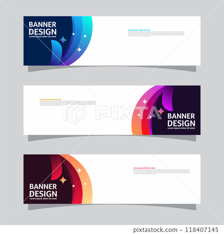 Vector set of landscape banner background design concept. Colorful background business layout template 118407145