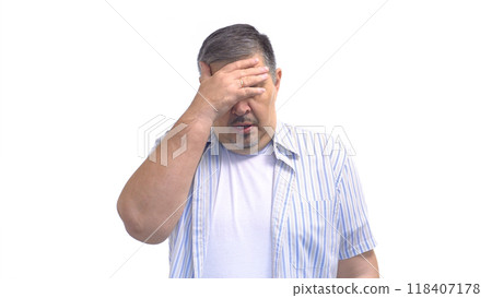 Tired man. Isolated on white background. 118407178