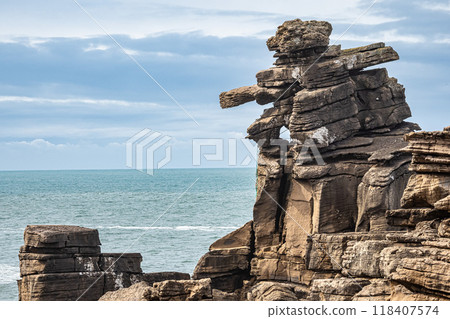 Cape Carvoeiro carst field plateu, Revelim dos Remedios Peniche peninsula, Portugal 118407574