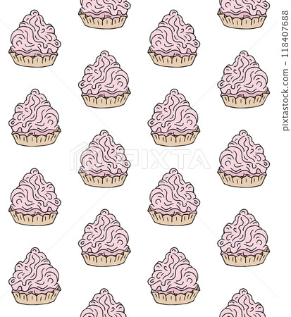 Vector seamless pattern of hand drawn pink cake Vector seamless pattern of hand drawn pink cake 118407688