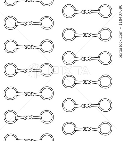 Vector seamless pattern of hand drawn horse bit Vector seamless pattern of hand drawn horse bit 118407690
