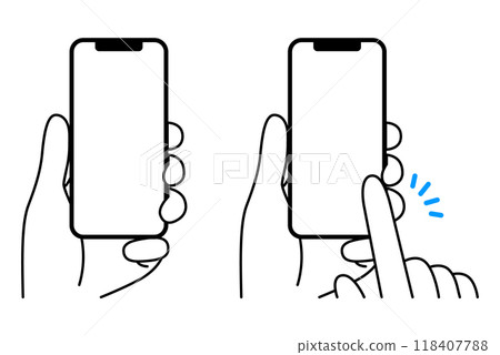 Hands holding/operating a smartphone set Hands holding/operating a smartphone set 118407788