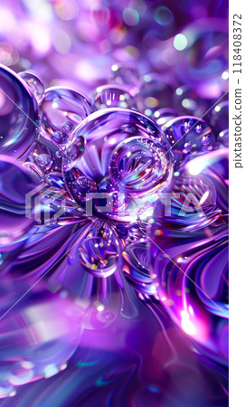 Vibrant abstract with purple glass bubbles and light reflections 118408372