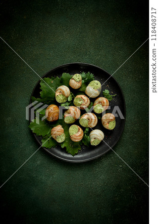 grape snails , stuffed in burgundy, french cuisine, 118408717