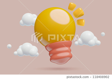 Light bulb with clouds 3d vector icon idea solution and insight concept business illustration 118408902