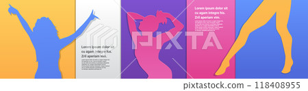 Silhouette figures dancing colorful background paper cut style Silhouette figures dancing colorful background paper cut style 118408955