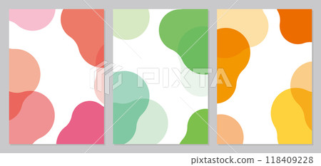 抽象形狀框架彩色 A4 垂直設定粉紅色綠色橙色 抽象形狀框架彩色 A4 垂直設定粉紅色綠色橙色 118409228