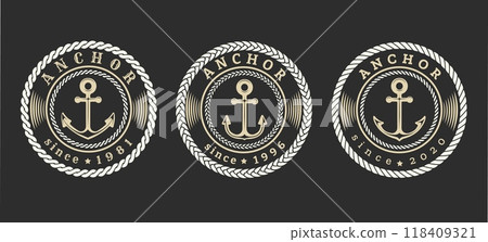Vintage anchor label emblem set 118409321