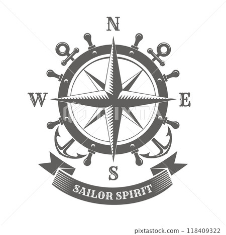 Vintage compass wind rose 118409322
