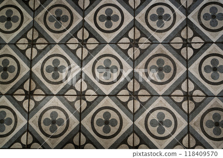 Antique ceramic tiles with vintage pattern 118409570