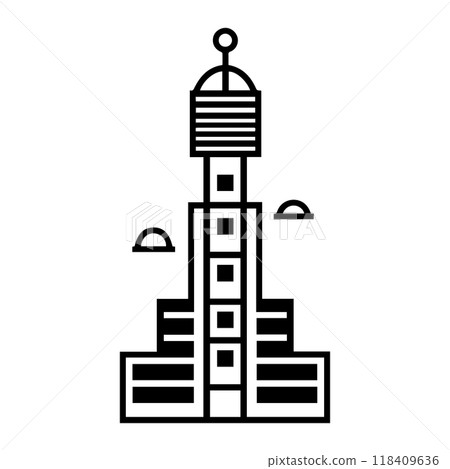 tower icon or modern line symbol. Vector line art and icon design with bold outline. Black and white Pixel Perfect minimalistic symbol isolated white background. Silhouette simple thin sign 118409636
