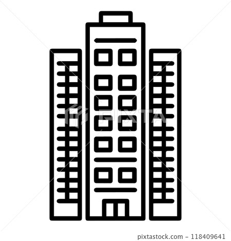 building icon or modern line symbol. Vector line art and icon design with bold outline. Black and white Pixel Perfect minimalistic symbol isolated white background. Silhouette simple thin sign 118409641