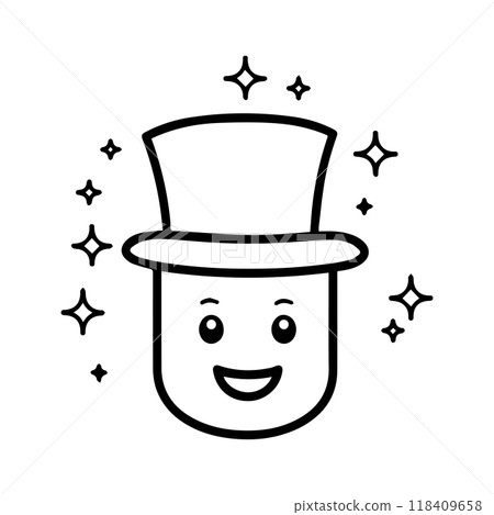 conjurer icon or modern line symbol. Vector line art and icon design with bold outline. Black and white Pixel Perfect minimalistic symbol isolated white background. Silhouette simple thin sign conjurer icon or modern line symbol. Vector line art and icon design with bold outline. Black and white Pixel Perfect minimalistic symbol isolated white background. Silhouette simple thin sign 118409658