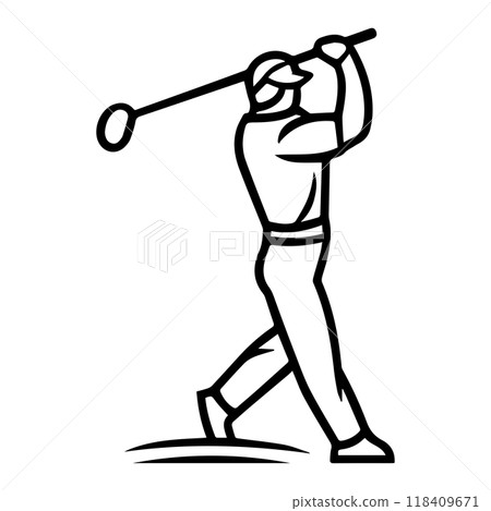 golfer icon or modern line symbol. Vector line art and icon design with bold outline. Black and white Pixel Perfect minimalistic symbol isolated white background. Silhouette simple thin sign 118409671