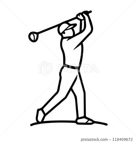 golfer icon or modern line symbol. Vector line art and icon design with bold outline. Black and white Pixel Perfect minimalistic symbol isolated white background. Silhouette simple thin sign 118409672
