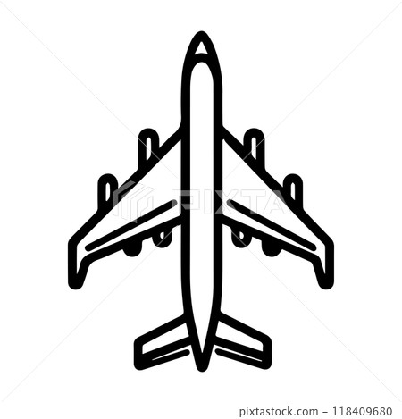 plane icon or modern line symbol. Vector line art and icon design with bold outline. Black and white Pixel Perfect minimalistic symbol isolated white background. Silhouette simple thin sign plane icon or modern line symbol. Vector line art and icon design with bold outline. Black and white Pixel Perfect minimalistic symbol isolated white background. Silhouette simple thin sign 118409680