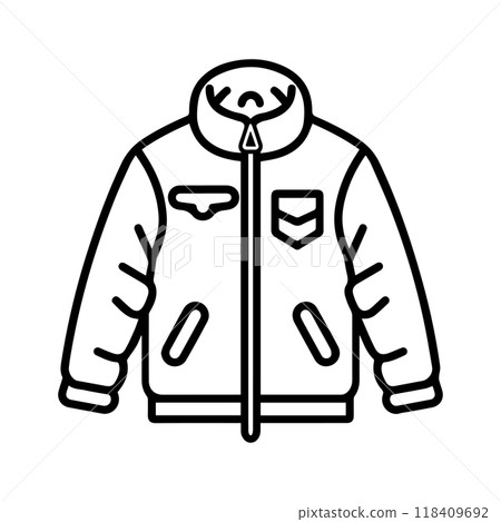 jacket icon or modern line symbol. Vector line art and icon design with bold outline. Black and white Pixel Perfect minimalistic symbol isolated white background. Silhouette simple thin sign 118409692
