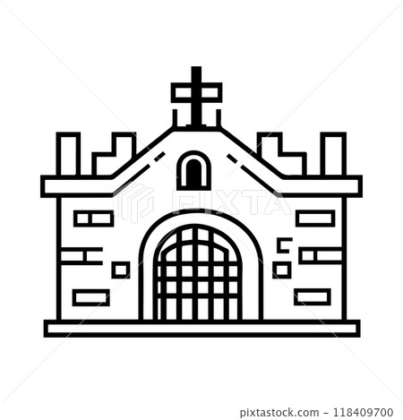 prison icon or modern line symbol. Vector line art and icon design with bold outline. Black and white Pixel Perfect minimalistic symbol isolated white background. Silhouette simple thin sign 118409700