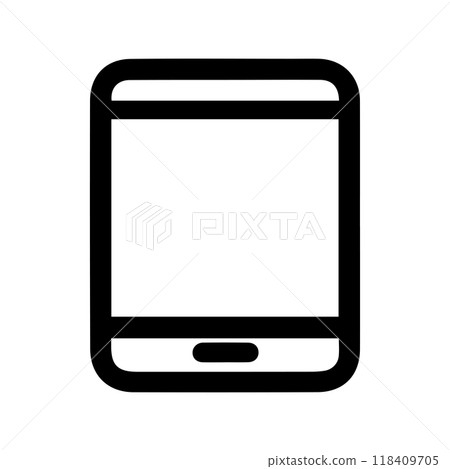 tablet icon or modern line symbol. Vector line art and icon design with bold outline. Black and white Pixel Perfect minimalistic symbol isolated white background. Silhouette simple thin sign 118409705