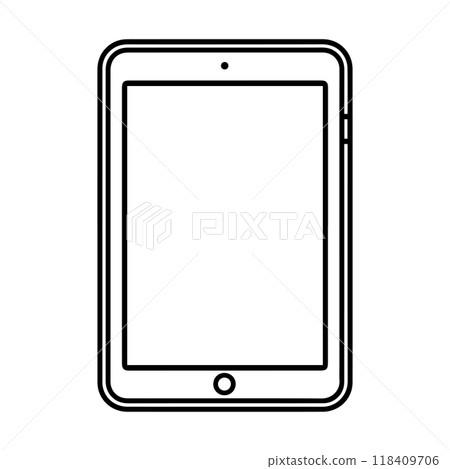 tablet icon or modern line symbol. Vector line art and icon design with bold outline. Black and white Pixel Perfect minimalistic symbol isolated white background. Silhouette simple thin sign 118409706