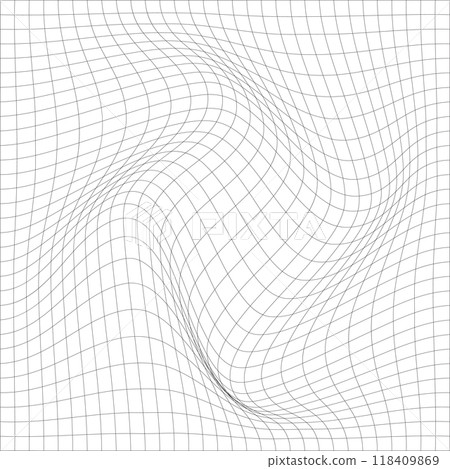 A black and white image of a wave with a grid pattern. Vector illustration 118409869