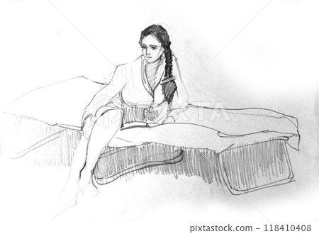 pencil drawing illustration, portrait, sketch 118410408