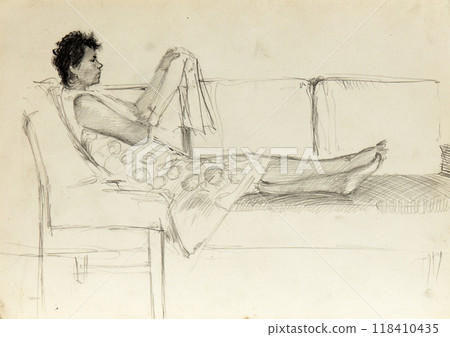 pencil drawing illustration, portrait, sketch 118410435